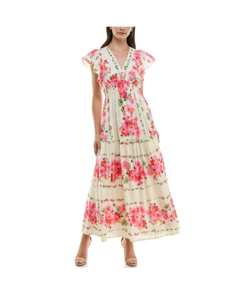 Женские платья Taylor Women's Floral Printed V-Neck A-Line Dress
