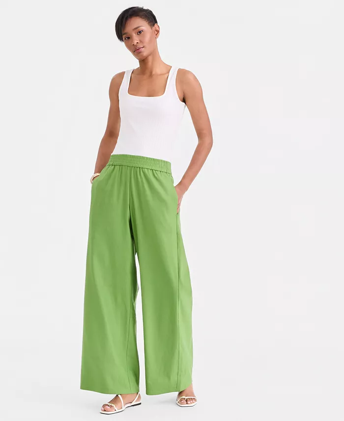 Women's Linen-Blend Wide-Leg Pull-On Pants - thumbnail 10