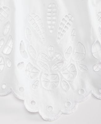 Women's Cotton Eyelet Lace Midi Skirt