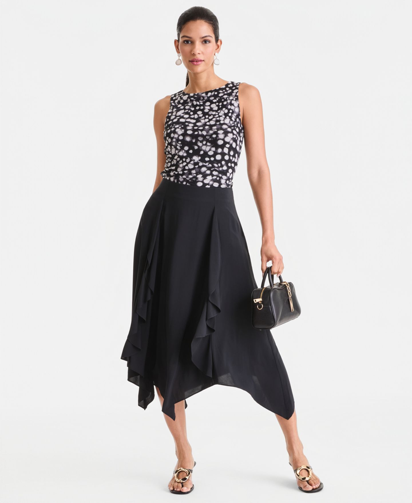 Женская юбка I.N.C. International Concepts Asymmetric-Hem Midi, цвет: Глубокий чёрный — фото 3