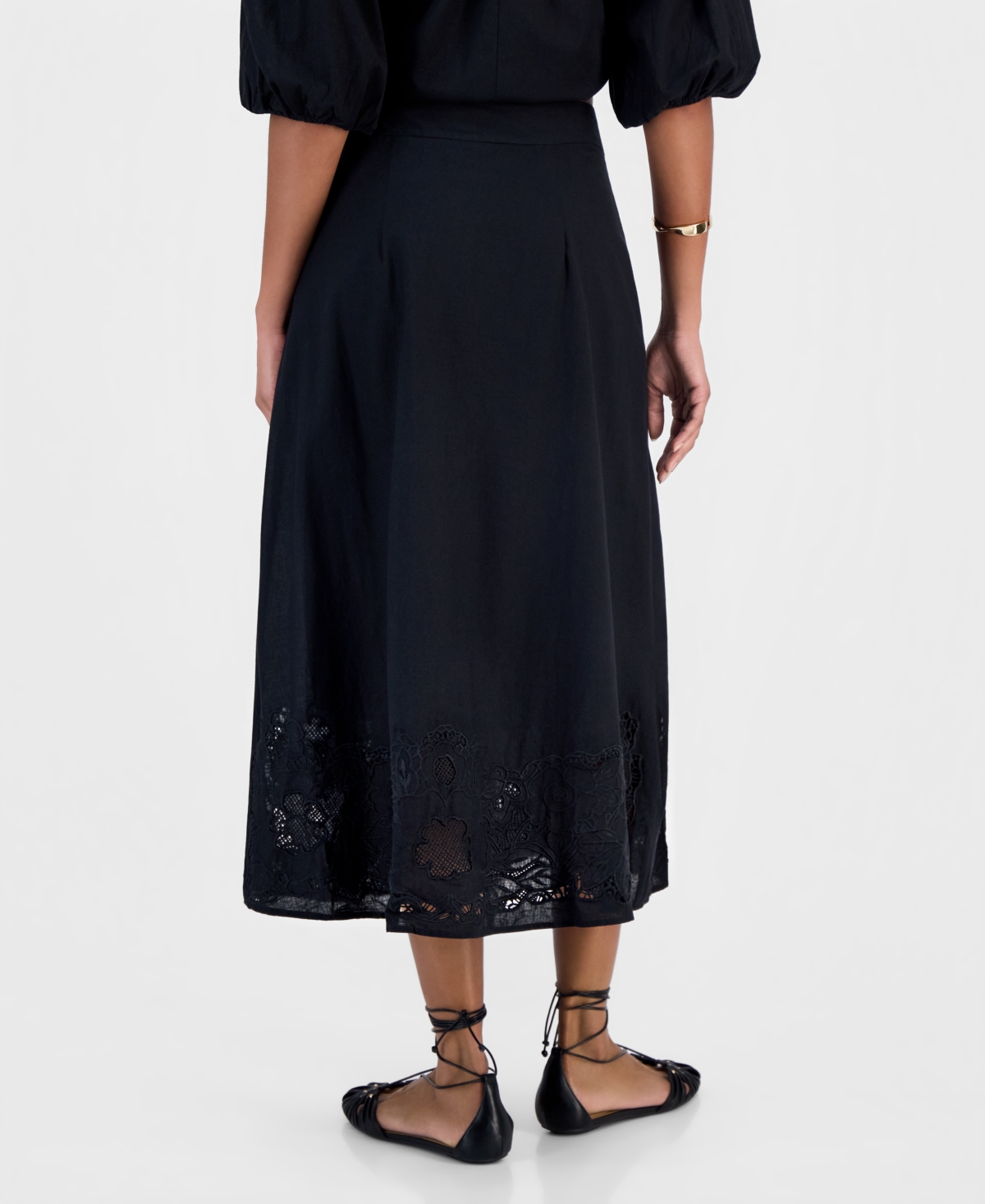 I.n.c. International Concepts Women's Floral Lace-Trim Midi Skirt, Macy's Exclusive