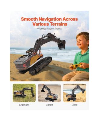 Remote Control Excavator Toy, 11 Channel, 1:14 Scale Remote Control Digger Toy, RC Excavator with Lights & Sound
