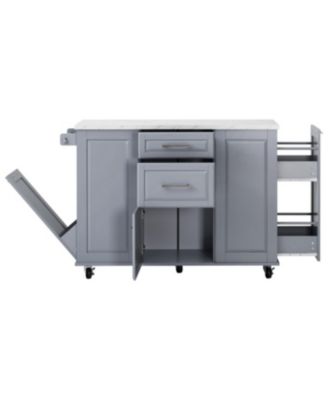 “50.7&iquest; Kitchen Island with Storage, Tilt Trash Cabinet & Organizer”
