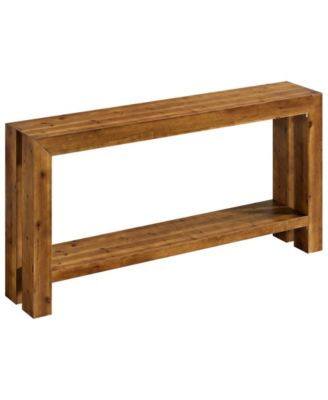 63-Inch Solid Wood Entryway Console Table, Farmhouse Narrow Couch Table Behind Sofa with 2-Tier Storage for Hallway, Living Room, Foyer