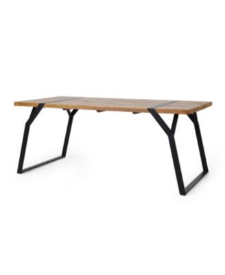 Acacia Wood Outdoor Dining Table with Modern Industrial Style