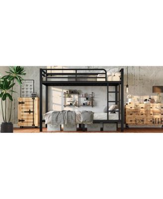 Metal Twin over Twin Bunk Bed, Space-Saving, Noise Reduced, Black