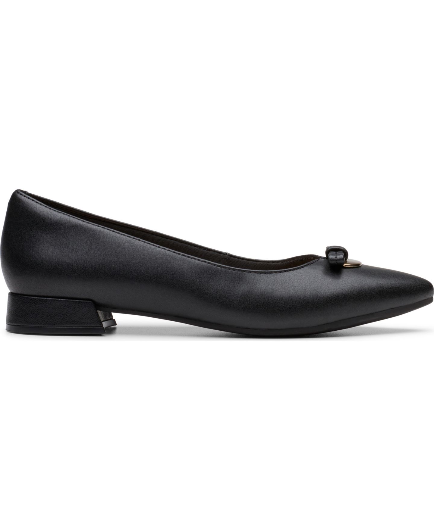 Женские балетки Clarks Natalyn Trim Pointed Toe Dress Flats, цвет: Чёрный кожаный — фото 2