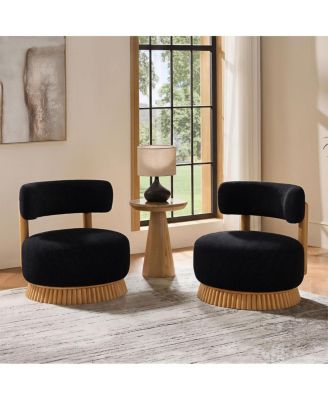 Streamdale Modern Farmhouse Armless Chair Set of 2, Wooden Base, Cozy Upholstered Chair