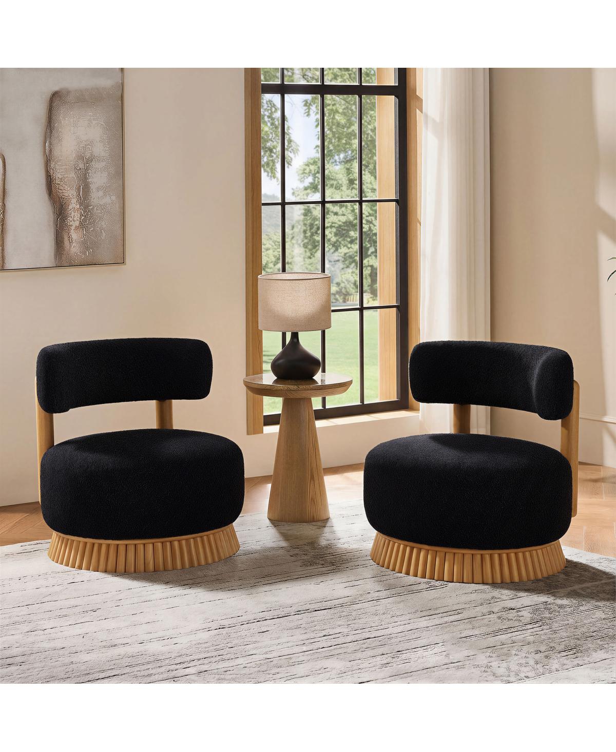 Streamdale Modern Farmhouse Armless Chair Set of 2, Wooden Base, Cozy Upholstered Chair