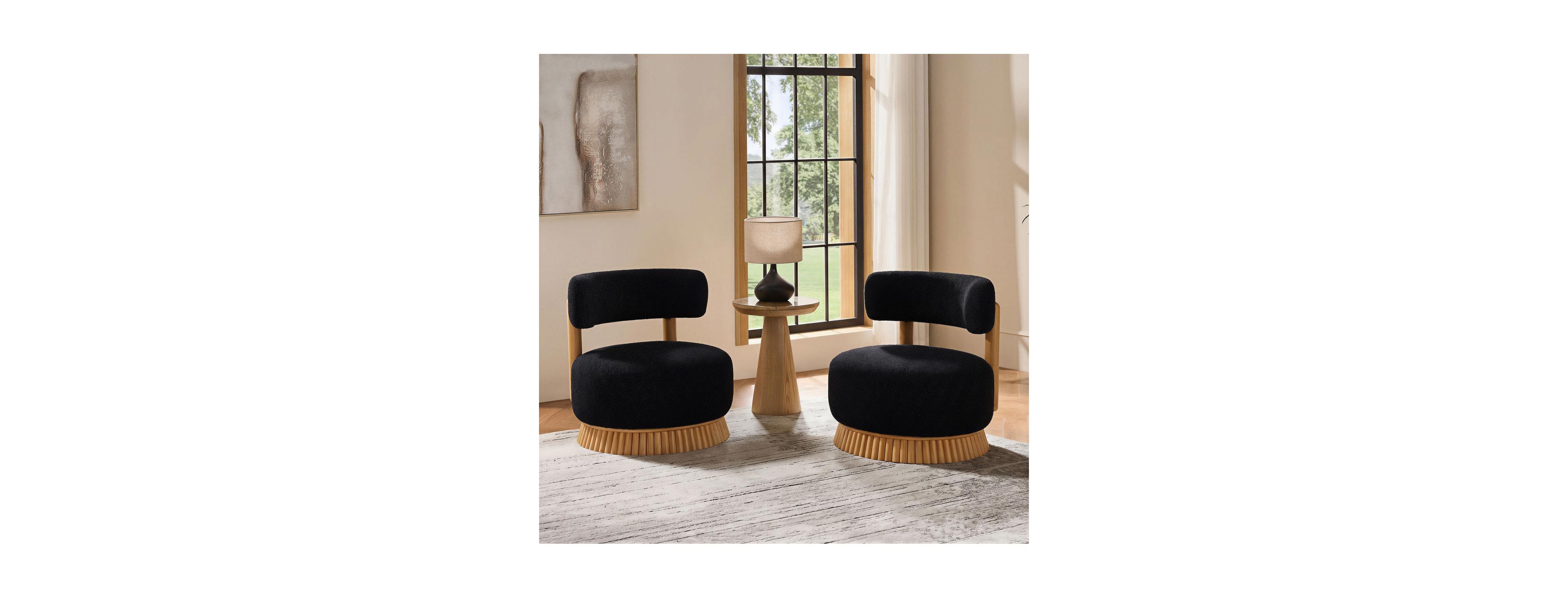 Streamdale Modern Farmhouse Armless Chair Set of 2, Wooden Base, Cozy Upholstered Chair