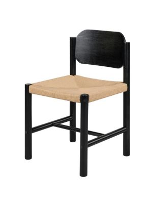 Streamdale Wooden Dining Chairs with Beige Paper Rope Seat, Set of 2