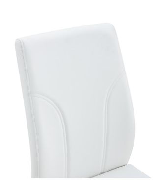 Set of 4 White PU Dining Chairs with High Backrest and Sturdy Legs