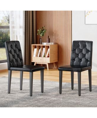 Streamdale Elegant PU Dining Chair with Ergonomic Buckle Backrest