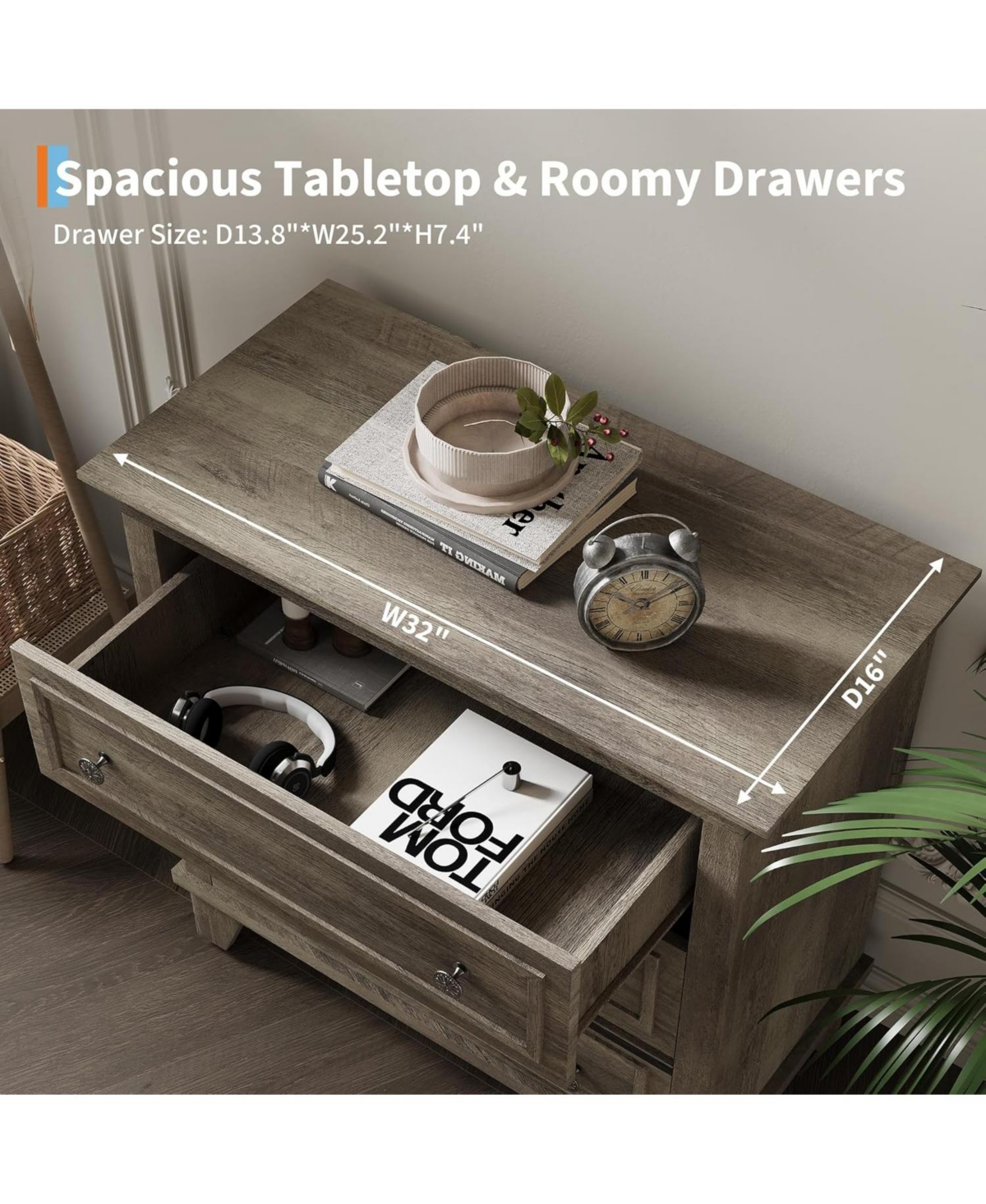 gaomon 3-Drawer Dresser, Wooden Storage Chest with Metal Handles, Modern Small Storage Cabinet