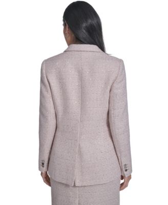 Petite One-Button Tweed Jacket