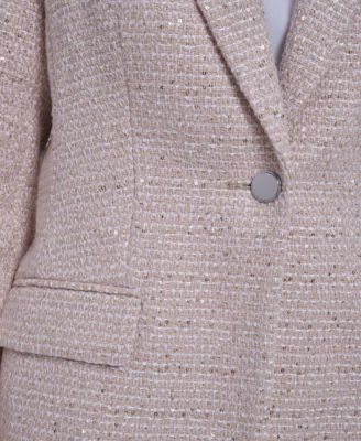 Petite One-Button Tweed Jacket