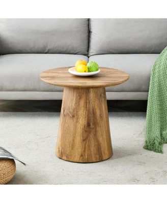 Wood Grain MDF Round Coffee Table - 19.6" D, 18.8" H