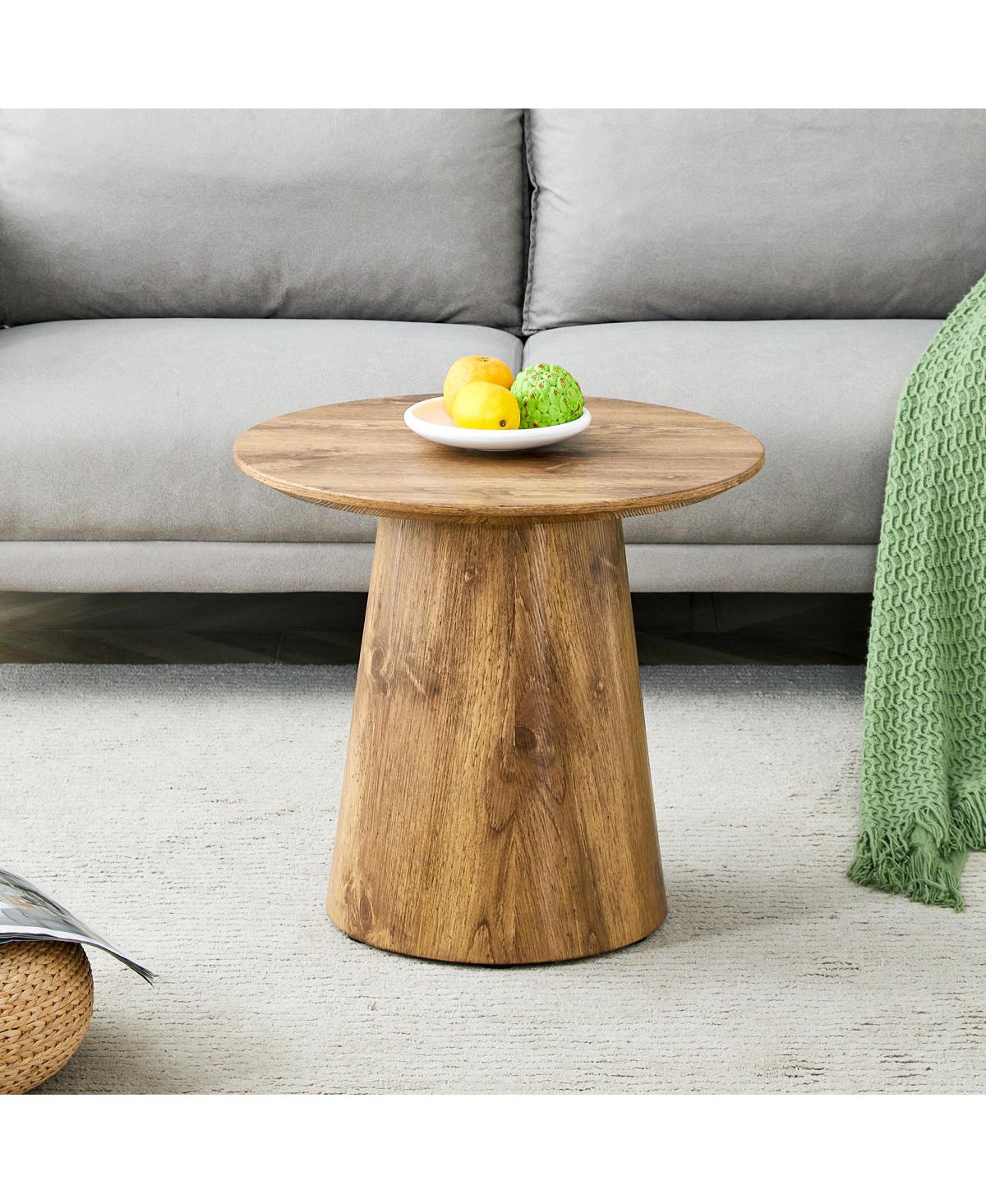 Streamdale Furniture Wood Grain Mdf Round Coffee Table - 19.6" D, 18.8" H