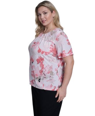 Plus Size Knit Short-Sleeve Crew Neck Top