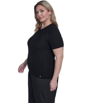 Plus Size Short-Sleeve Crew Neck Sweater