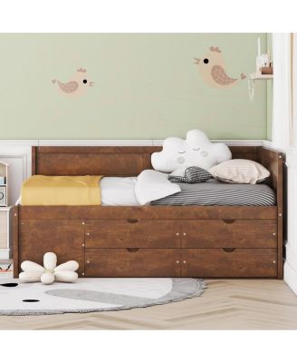  Full Size Daybed with Drawers and Shelves