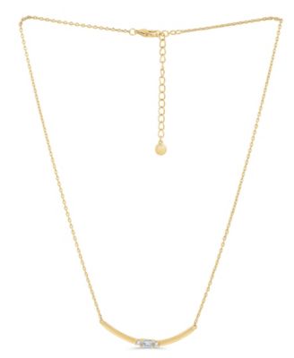 Cubic Zirconia Curved Bar Necklace