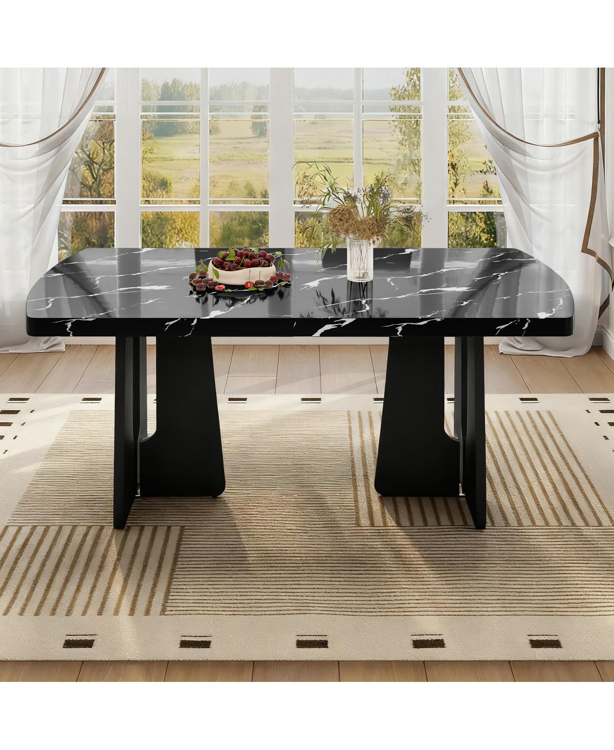 Streamdale Furniture 63" Modern Faux Marble Dining Table