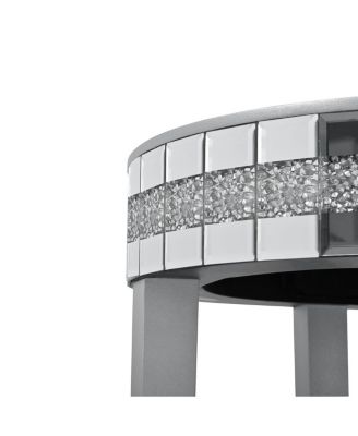 Artisanal Round Mirror Breakfast Table with Diamond-Cut Pedestal