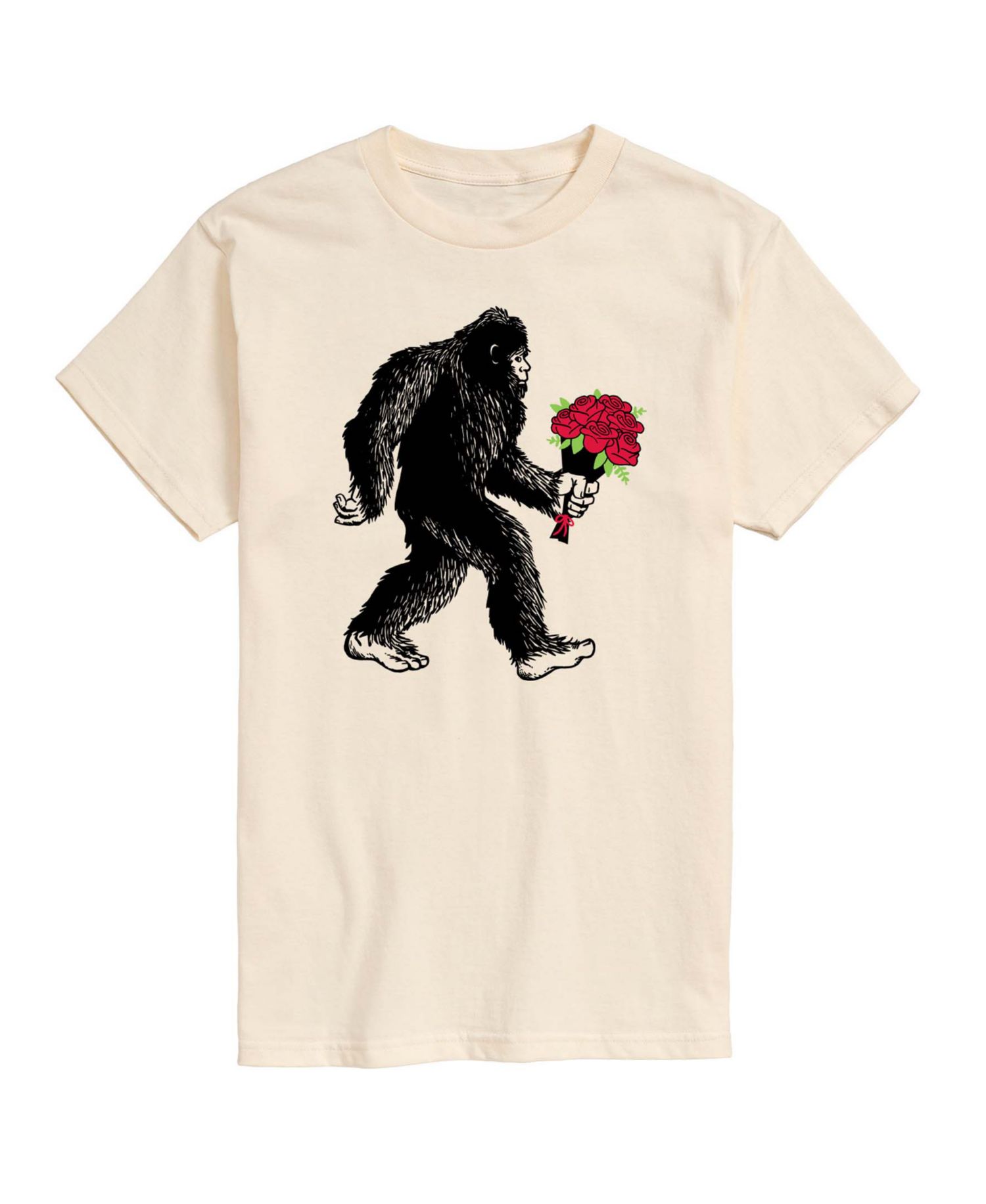 Men's Instant Message Sasquatch Flowers Printed Short-Sleeve Graphic T-Shirt