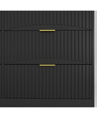 Modern 8-Drawer Dresser Chest, Wide Wood Chest with Gold Handle