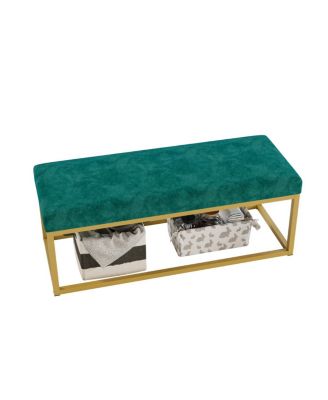 Entryway Storage Bench with Steel Frame, Mid-Century Modern, 600 lb capacity