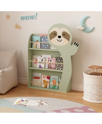 Streamdale Sloth Bookshelf for Kids: 3-Tier Toddler Book Display Rack
