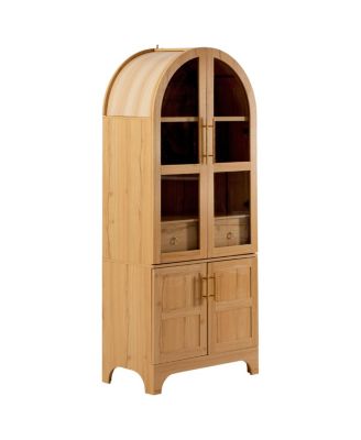 71" Arched Farmhouse Kitchen Pantry Cabinet with Shelves & Hidden Drawer