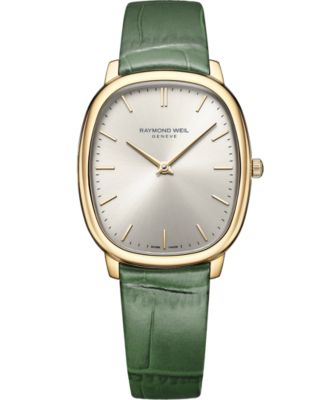 Men's Toccata Green Leather Watch, 32x36mm