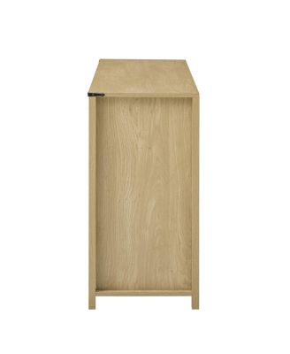 59.3" Farmhouse Barn Door Sideboard with Mesh Panels and Open Storage