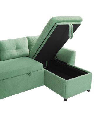Streamdale Modern U-shaped Sleeper Sofa with Storage & USB Ports, Green