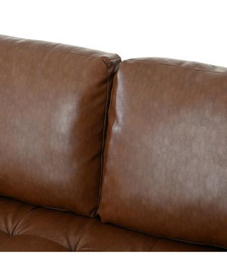 Streamdale Mirod Mid-Century Modern PU Leather 3-Seat Sofa with Solid Wood Legs