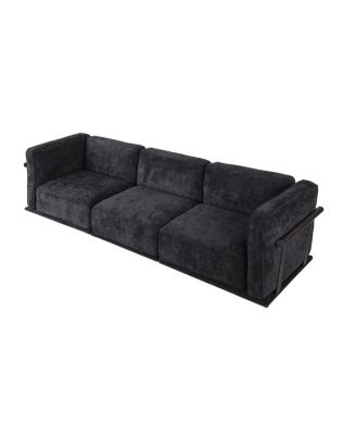  Fashionable modular chenille sofa with iron and wood frame, Black