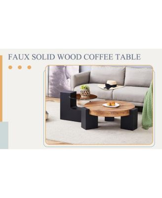  Modern Simple Double-Layer Round Coffee Table - Transparent Brown Glass Top