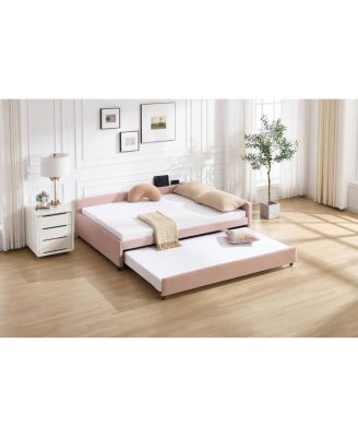Streamdale Upholstered Daybed with Trundle (Pink)