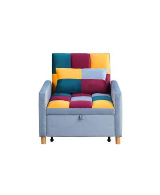 Convertible Sleeper Sofa Chair Bed with Pillow, Velvet Fabric