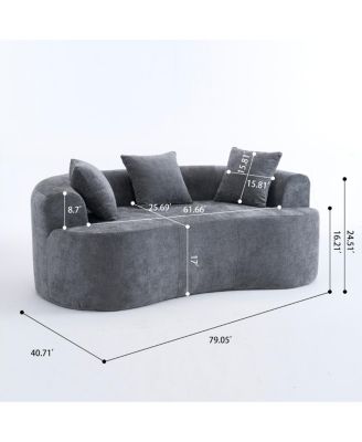Crescent sofa: Self-inflating, deep-cushioned, 3-seater, no assembly. (Gray)