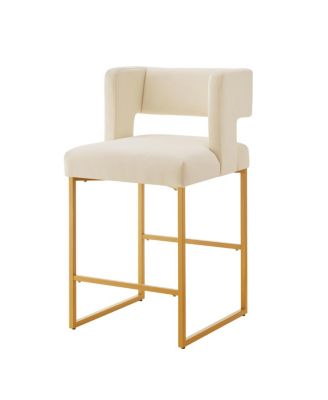  Modern Fashion Counter Height Bar Stools, Set of 2, Cream/Gold
