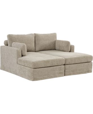  63.39" Wide Chenille Sofa Bed with Cushions & Metal Legs