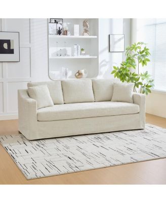  Modern Casual Chenille Sofa, Deep Seat, Three-Seater, Removable Cover, Beige