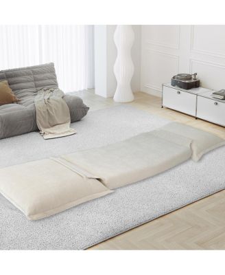  Convertible Flip Chair: Floor SofaBed with Adjustable Backrest andPillows-Beige