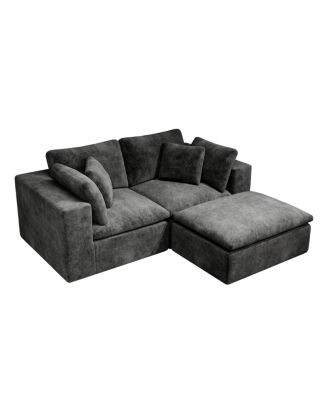  Modular Sectional Sofa, Upholstered Couch, 3PC Free Combination, Gray