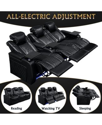 93.3" Power Recliner 3 PC, Top-Grain Nappa, Smart Charging, RGB LED