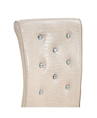  Set of 4 Retro Alligator Upholstered Dining Chairs with Crystal Buckle & Faux Leather