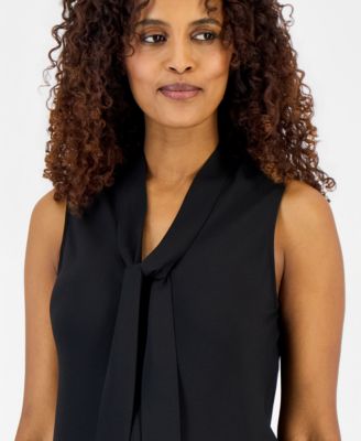 Women's Sleeveless Tie-Neck Top, Regular & Petite